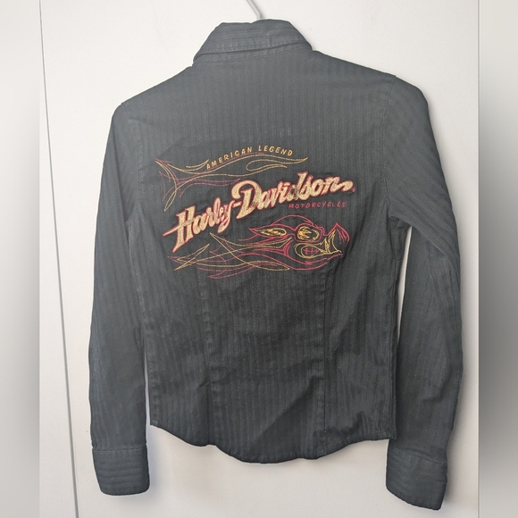 HARLEY DAVIDSON Women Button Down Shirt Long Sleeve Size XS Black Color - Picture 6 of 9